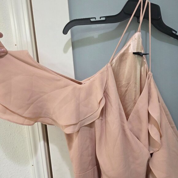 City Chic Pink Wrap Maxi Dress 18 | Cold Shoulder Strappy Formal Gown - Picture 4 of 16